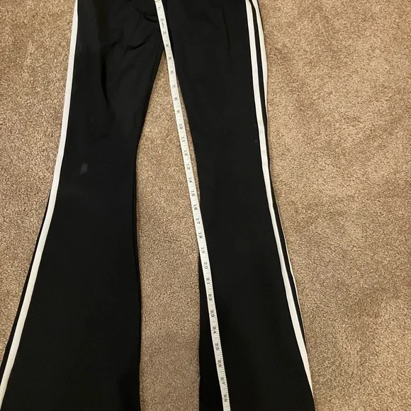 adidas Black Flared Joggers with White Side Stripes - Picture 6 of 7